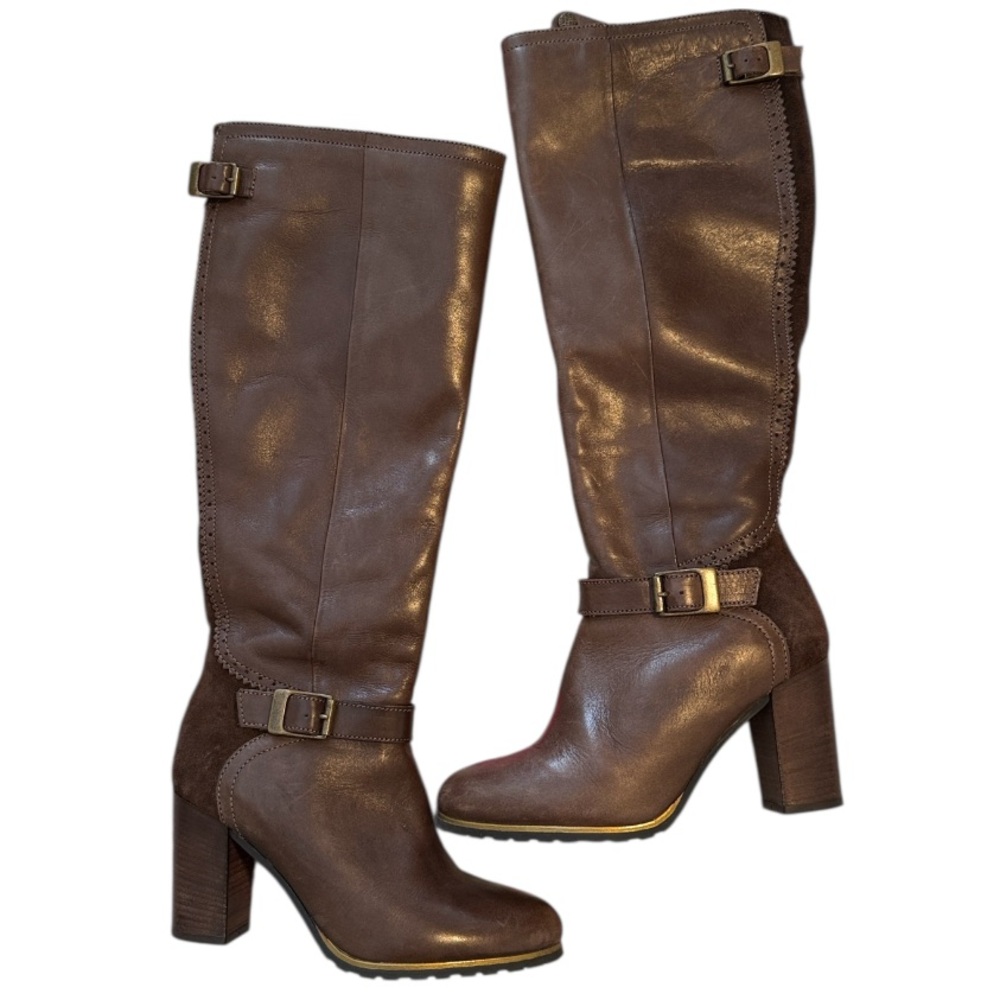 Fabianelli Made in Italy Knee High Brown Leather Boots